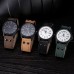 Leather strap casual style black case quartz movement waterproof stainless steel case back watches for men