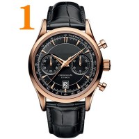 Business design OEM swiss chronograph movement leather strap IP rose gold  plating best watches for men