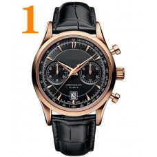 Business design OEM swiss chronograph movement leather strap IP rose gold  plating best watches for men