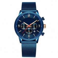 Custom logo private label good quality stainless steel mesh strap unisex wholesale minimalist chronograph watch for men women