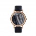 marble dial watch Luxury Leather Quartz watch Unisex wrist Black marble watch