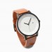 Hot Sale Unique Design Stainless steel Tan Color Genuine Leather strap Watch