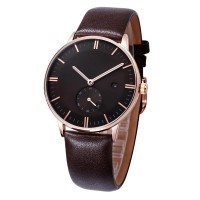 Classic style quartz movement Italian leather stainless steel case PVD plating buy long watches