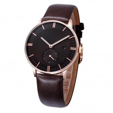 Classic style quartz movement Italian leather stainless steel case PVD plating buy long watches